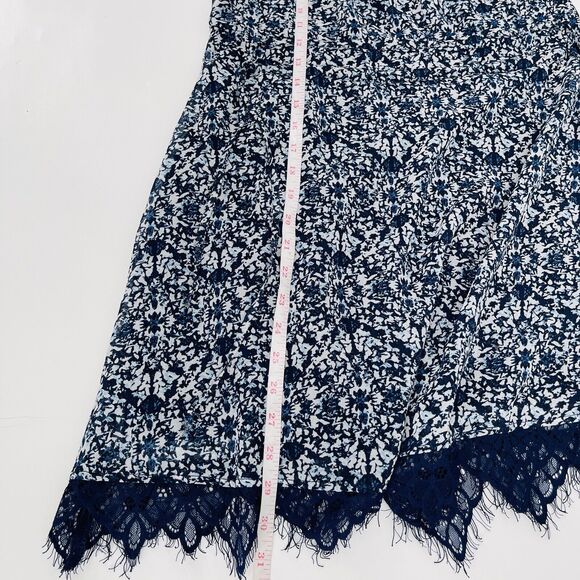 Greylin Womens Dress Size Small Blue Printed Off Shoulder Lace Hem Blouson Mini - Picture 10 of 10